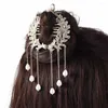 Hårklämmor Alloy Pearl Rhinestone Tassel Holder Korean Style Hairpin Accessories Wheat Horsetail Spuckle Women Clip