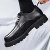 Casual Shoes 2024 S/s Trend British Street Style Teenagers Leather Height Increasing For Men Daily Party Dress Black Hombre Luxury