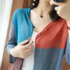 Damesbreien vrouwen breien vest vesting zomer zomer dunne zonbescherming shirt casual modejas tops vlas ijs zijden hoodies vrouwelijke bovenkleding