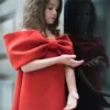 Verão criança menina festa vestido vermelho preto rosa ombro grande arco aline princesa formal executar roupas e8007 240318