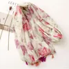 Hot Selling Red Flower Spring Summer Beach Scarf Hijab Scarves Shawls for Women