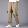 Männer 2023 Neue Cott Lose Casual Cargo Hosen Männer FI Einfarbig Multi-Pocket Jogger Marke Militär Hosen Männer Größe 6XL M9FF #