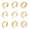 Cluster Ringen Vintage Roestvrij Staal Goud Kleur Blad Holle Dubbele Strepen Ring Voor Vrouwen Mannen Open Verstelbare Bruiloft Sieraden Gift 1PC