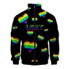 più nuovo LGBT Fi 3D Stand collare Uomo Donna Bandiera arcobaleno Lesbiche Gay Giacca con cerniera Casual Lg Manica Giacca Cappotto Abbigliamento 96zA #