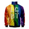 più nuovo LGBT Fi 3D Stand collare Uomo Donna Bandiera arcobaleno Lesbiche Gay Giacca con cerniera Casual Lg Manica Giacca Cappotto Abbigliamento 96zA #