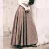 French Chic Vintage High midja Butt Design Back Lace-Up Corset Kirt Women Autumn Winter Thick A-Line Long Maxi Wool kjolar 240314