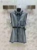 Abiti casual di base firmati Moda di lusso 2023 Abito monopetto senza maniche con risvolto da donna con camicie lunghe in denim allentato BeElegant Lady SOYW