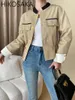 Trench da donna Coreano Chic Contrastc Olor Cappotto con colletto alla coreana Stile Safari Coulisse Slim Wasit Crop Giacche Autunno Casual Giacca a vento