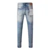 2023 Bär koreansk utgåva Youth Fashion Blue Trendy Slim Fit Jeans Mens Pants