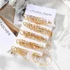Серьги-кольца 2024 золотого цвета, винтажные круглые серьги для женщин и девочек, простой модный комплект серег с геометрическим жемчугом, модные ювелирные изделия