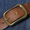Cinture Cintura da uomo in vera pelle 3,3 cm Designer di lusso vintage Top cinturino in pelle bovina con fibbia in rame Jeans maschili per uomo