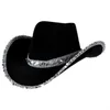 Berretti Moda Donna Accessorio da cowboy Performance Cappello cosplay Addio al nubilato Cowgirl Cappelli con paillettes