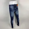 Jeans masculinos rua moda homens de alta qualidade retro azul estiramento magro ajuste rasgado pintado designer hip hop marca calças hombre