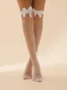 Sexy Bowknot Long Tube Mesh Socks Fun Lingerie Long Tube Socks Silk Socks Fun Fishing Net Socks Female