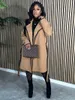 Damenjacken CINESSD 2024 Heavy Industry Design Sense Niche Woolen Long Sleeves Woven Revers Long-Cut Coat Loose Trench