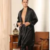 Herren-Nachtwäsche, Seidenrobe, Hose, Pyjama-Set, Herren, 2-teilig, Anzüge, Sommer, langärmelig, Kimono, Zuhause, weich, solides Badekleid