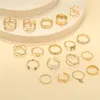 Cluster Ringen 18 stks/set Goud Kleur Vintage Vlinder Parel Ring Set Voor Vrouwen Punk Hart Zirkoon Mode Trend Vrouwelijke Sieraden