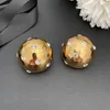 Boucles d'oreilles pendantes de marque de styliste, rondes en cristal doré, grands Clips d'oreilles pour femmes, bijoux de luxe de qualité supérieure, tendance de piste