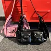 Kordelzug Veganes Leder Y2K Hobos Umhängetaschen für Frauen Handtasche und Geldbörsen 2024 Mädchen Reisen trendige Designer