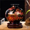 jingdezhenblack磁器花瓶クリスタルglaze手作り輝くバラの花瓶中国のスタイルの家の装飾240325