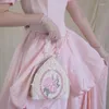 Bolsas de noche Bolsa de asa superior de lolita para mujer elegante suave bordado lápiz labial bolso damas hada encaje bolso floral perla