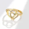 New Love Ring Jewelry Fashion Sweet Hollow Heart Matching Women's Zircon Ring, Hot Selling Style, Adjustable Opening Design