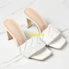 Lido Mule Sandals Botteg Veneta Slippers 2024 Spring New One Line Strap Thick Heel Flat Bottom Slippers Versatile For Outwear Square Head hake Logo HB4V