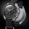 Box Mens Bioceramic Moon ile İzler Tam Fonksiyonu Quarz Chronograph Saat Misyonu Merkür 42mm Naylon Luxury Watch Sınırlı Edition Master Holwatches