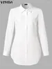 Bluzki damskie 2024 Vonda Women Summer Leth Sleeve Asymetryczne koszule Przyciski swobodne luźne tunika