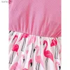 Girl's Dresses Girls Flamingo Print Flying Sleeve Casual Princess Dress For Party Vacation Outfit Kids Dress Clothing kids dresses for girls yq240327