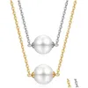 Ketten Niba Perlen Edelstahl Halskette Gold Farbe Süßwasser Perle Anhänger Für Mädchen Schmuck Drop Lieferung Halsketten Anhänger OT80Q