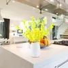 Flores decorativas 10 peças 3 garfos amarelo decoração para casa buquê de flores de seda enfeites rosas