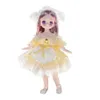 Bonito anime 16 bjd byte bonecas para meninas do miúdo 6 a 10 anos balljointed comic face boneca 30cm com vestidos roupas vestir-se menina 240313