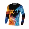 LG Sleeve Męska załoga dekoltu popularna czarna odzież Fi Fire and Ice Drag Graphic Basic T-shirt 3D Printed Streetwear Z5E1#