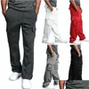 Men'S Pants Mens Cargo Joggers Cotton Sweat Workout Loose Trousers Long Sportswear Sweatpants Hip Hop Streetwear 4Xl Drop Delivery Ap Dhg0O