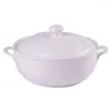 Skålar keramiska sopppanna nordiska phnom penh vit runda 1.4l stor skål med lock köksredskap hushåll kök leveranser bordsartiklar