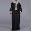 2023 Sommer-Kaftan Neue muslimische Männer schwarze Robe mit kurzen Ärmeln bestickt Arabisch Ethnischer Stil Männer islamische Kleidung i6dX #