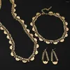 Colar brincos conjunto moda romatic feminino 3 peças gargantilha de corrente longa estilo étnico árabe acessório de jóias