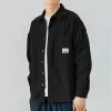 män skjortor lg ärmjackor pocket 2023 vår hösten cardigan fi streetwear manlig casual överdimensionerad päls lösa blusar k2kh#