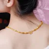 Chains Real 18K Sand Gold Olive Beads Necklace For Women Fine Jewelry Pure 999 Color Chain Genuine Wedding Birthday