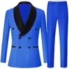 2023 FI Nya män Boutique Double Breasted Big Collar Fold Design Dr Two Piece Set Suit Blazers Jacket Pants Coat Trousers V4T6#
