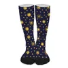 Chaussettes dorées imprimées soleil pour femmes, bas personnalisés Kawaii, antidérapants, qualité d'extérieur, automne