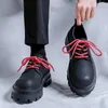 Sapatos casuais masculinos japão karajuku estilo coreano moda streetwear plataforma grossa aumentar deslizamento de couro no vestido