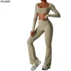 NCLAGEN Damen 2-teiliger Fitness-Yoga-Anzug, eng anliegendes Sport-Set, Workout, atmungsaktive T-Shirts, BH, Tank-Top, lockere Schlaghosen, Leggings 240319