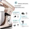 Murenking Professional Stand Mixer, 6-Qt med timer, 37 500W 6-växlad Tilt Head Food Electric Mixer Kitchen Hine, Plast (Champagne)