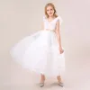 Adoráveis camadas brancas com decote em V Vestidos para concursos de meninas Vestidos de flores para meninas Vestidos de aniversário/festa para meninas Saias do dia a dia para crianças SZ 2-10 D327216