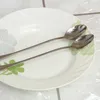 Forks Lengthened Thickened Long Handle Pointed Head Stir Spoon Coffee Ice Cream Honey Dessert Stainless Steel