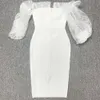 Nowa moda damska seksowna siatka stanika długie rękawy owinięte biodrem bandażowe sukienka 459600