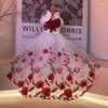 Dog Apparel Handmade Clothes Pet Item Wedding Dress Ball Gown Floor Length Trailing Peony Embroidery Party Holiday Festivity Celebration