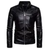 Veste Slim pour hommes Fi couleur unie moto vestes d'hiver chaqueta hombre coupe-vent veste en cuir noir kurtka skorzana 52wd #